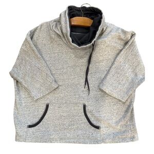 Cozy Two-tone Gray Women's Cowl Neck Sweatshirt with front pockets. Size large.